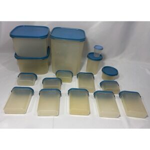 Vintage‎ Tupperware 16 Spice Container- Flour/sugar, Blue, 1846-18, 1844-15